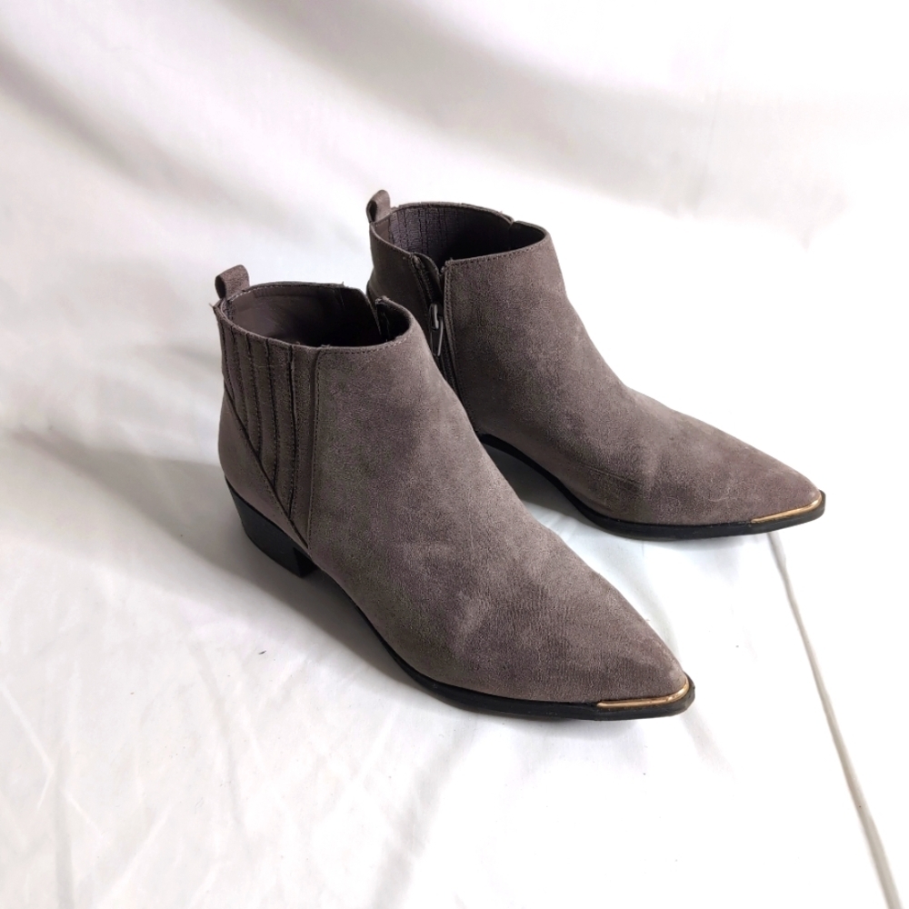 Core Life Taupe Faux Suede Western Boot with Gold detail, Size 7